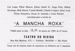Ingresso para a encenação de "A mancha roxa", 1989